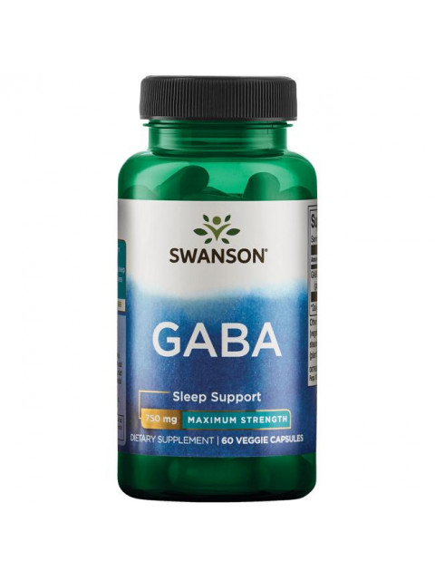 Swanson Maximum Strength GABA, 750 mg, 60 rostlinných kapslí