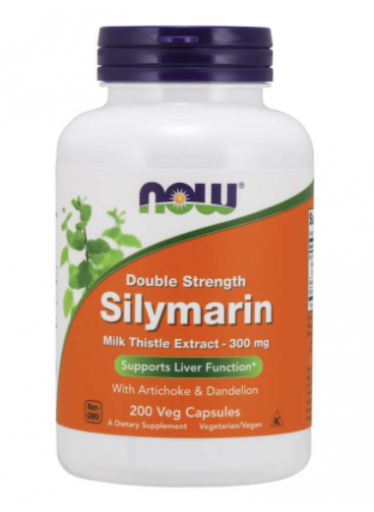 NOW Double Strength Silymarin milk thistle extract (extrakt z ostropestřce s artyčokem a pampeliškou), 300 mg, 200 rostlinných kapslí