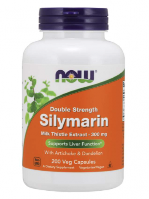 NOW Double Strength Silymarin milk thistle extract (extrakt z ostropestřce s artyčokem a pampeliškou), 300 mg, 200 rostlinných kapslí