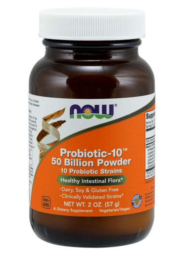 NOW Probiotic-10, probiotika, 50 miliard CFU, 10 kmenů, 57g