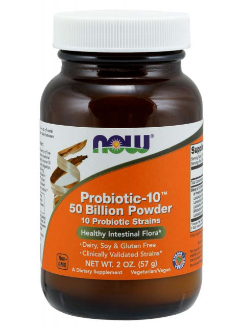 NOW Probiotic-10, probiotika, 50 miliard CFU, 10 kmenů, 57g