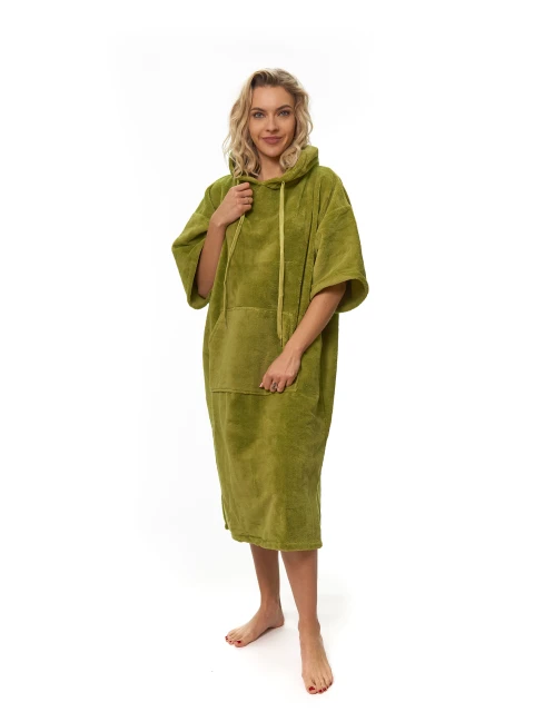 Plážové pončo s výšivkou, 70 x 110 cm, Olive Green