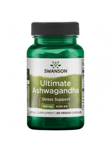 Swanson Ashwagandha Ultimate KSM-66, 250 mg, 60 rostlinných kapslí