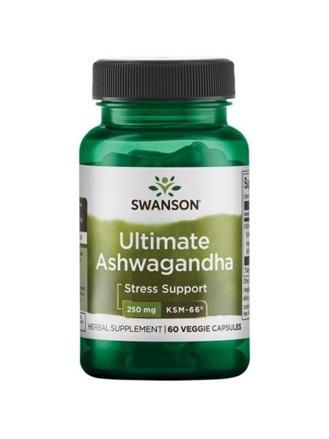 Swanson Ashwagandha Ultimate KSM-66, 250 mg, 60 rostlinných kapslí