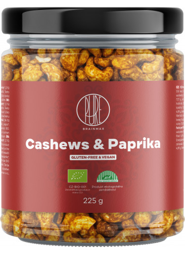 BrainMax Pure Cashews & Red Pepper, kešu a paprika BIO, 225 g
