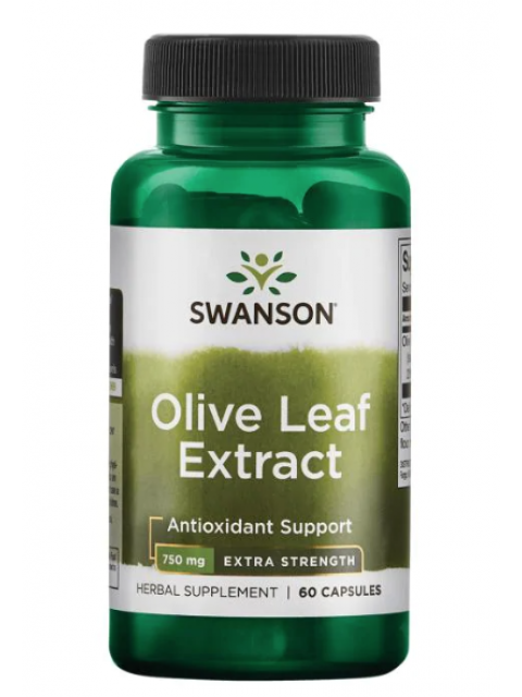 Swanson Olive Leaf Extract 750 mg Super Strength (Extrakt z olivových listů), 60 kapslí - EXPIRACE 1/2024