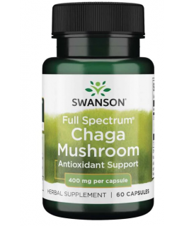 Swanson Chaga Mushroom (medicinální houba Chaga), 400 mg, 60 kapslí