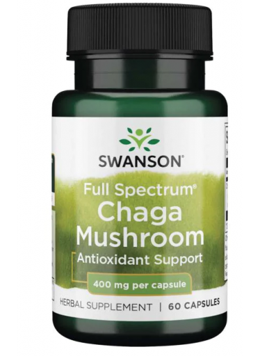 Swanson Chaga Mushroom (medicinální houba Chaga), 400 mg, 60 kapslí