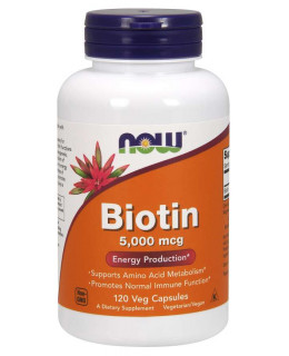 NOW Biotin, 5000 ug, 120 rostlinných kapslí