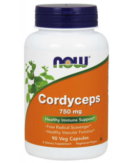 NOW Cordyceps 750 mg (Organic), 90 kapslí