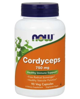 NOW Cordyceps 750 mg (Organic), 90 kapslí