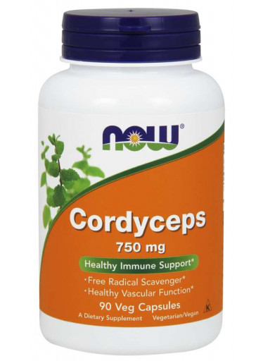 NOW Cordyceps 750 mg (Organic), 90 kapslí