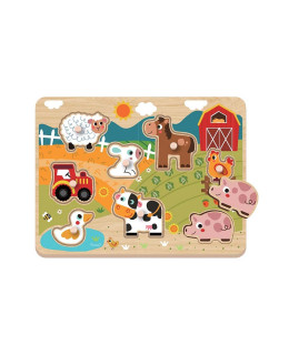 Dvěděti Dřevěné vkládací puzzle - farma