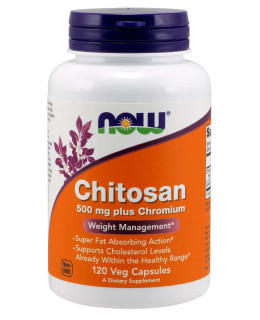 NOW Chitosan, 500 mg Plus chromium, 120 veg kapslí