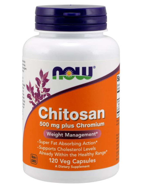 NOW Chitosan, 500 mg Plus chromium, 120 veg kapslí