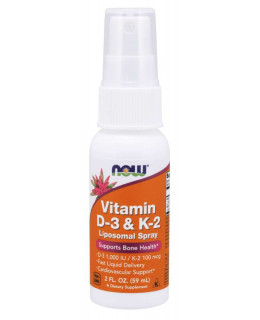 NOW Liposomal Vitamin D3 & K2 (1000 IU/100 mcg), 79 dávek, lipozomální vitamín a ve spreji, 59 ml