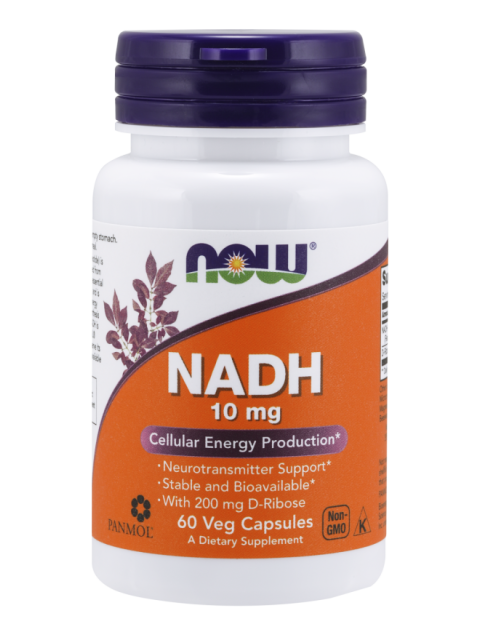 NOW NADH, 10 mg, 60 rostlinných kapslí