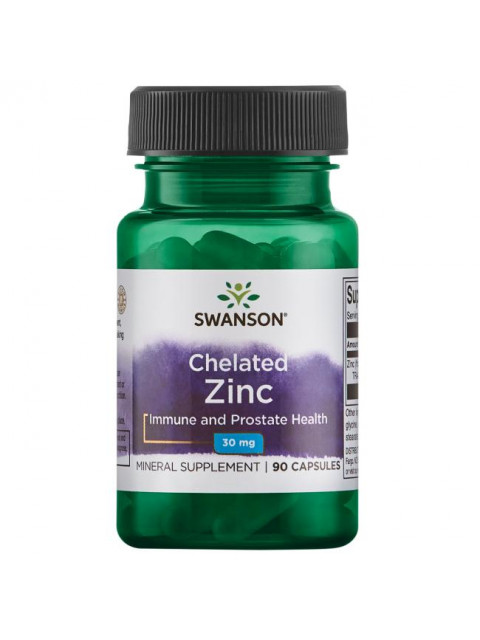 Swanson Chelated Zinc (zinek glycinát), 30 mg, 90 kapslí
