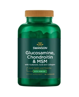 Swanson Glucosamine, Chondroitin & MSM s kyselinou hyaluronovou a kolagenem, 90 kapslí