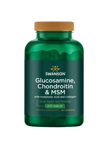Swanson Glucosamine, Chondroitin & MSM s kyselinou hyaluronovou a kolagenem, 90 kapslí