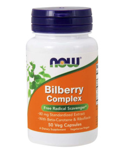 NOW Bilberry complex (Borůvkový komplex), 80 mg, 50 rostlinných kapslí