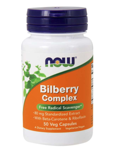 NOW Bilberry complex (Borůvkový komplex), 80 mg, 50 rostlinných kapslí