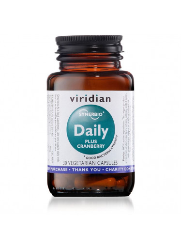 Viridian Synerbio Daily+ Cranberry (Směs probiotik a prebiotik s brusinkovým extraktem), 30 kapslí