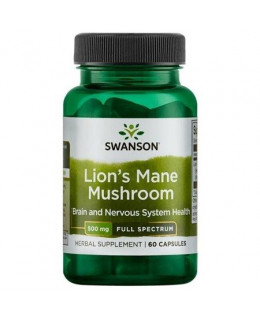 Swanson Full Spectrum Lion's Mane Mushroom (Korálovec ježatý), 500 mg, 60 kapslí