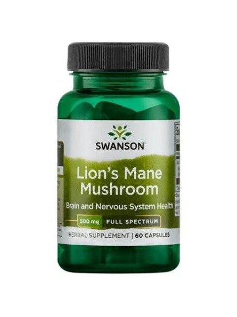 Swanson Full Spectrum Lion's Mane Mushroom (Korálovec ježatý), 500 mg, 60 kapslí