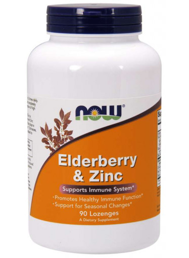 NOW Elderberry & Zinc (bezinka a zinek), 90 pastilek