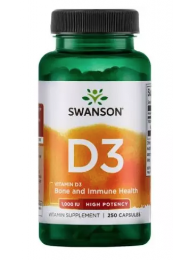 Swanson Vitamin D3 1000 IU, 250 kapslí