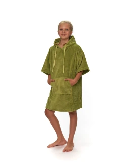 Juniorské plážové pončo s výšivkou, 60 x 90 cm, Olive Green