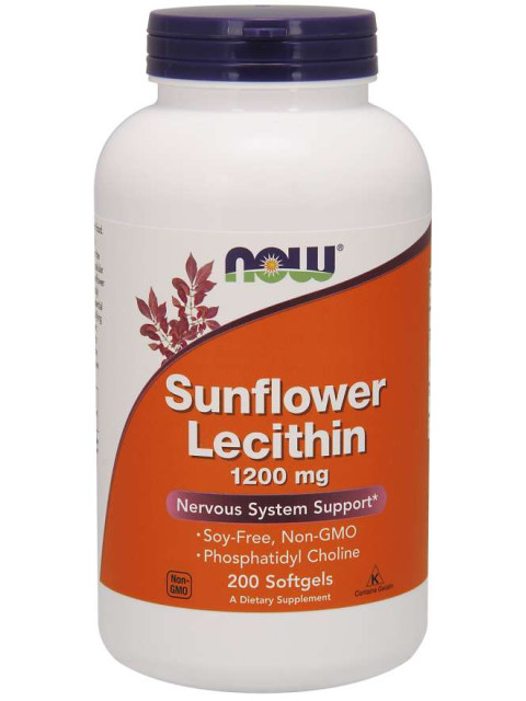 NOW Sunflower Lecithin (slunečnicový lecitin), 1200 mg, 200 softgelových kapslí