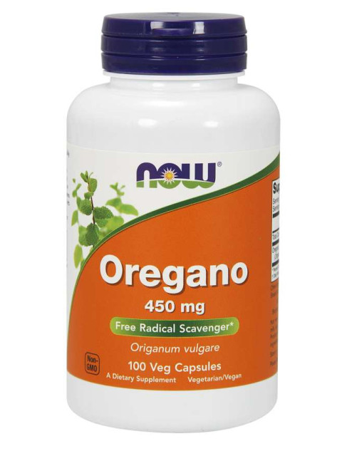 NOW Oregano, 450 mg, 100 rostlinných kapslí