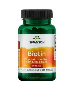 Swanson Biotin, 5000 mcg, 100 kapslí