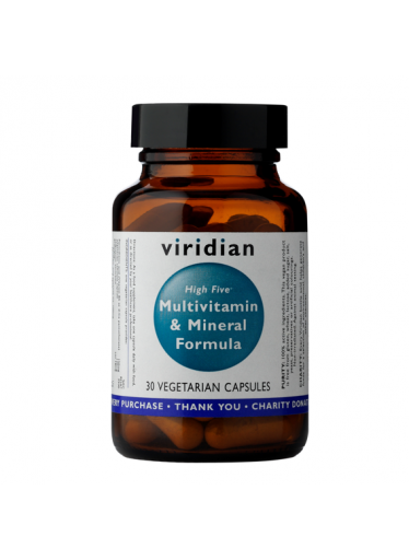 Viridian High Five Multivitamin and Mineral Formula (Multivitamín na stres a pro celkovou odolnost), 30 kapslí