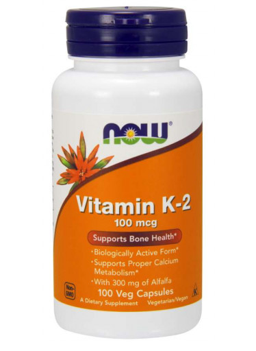 NOW Vitamin K2 jako MK-4, 100 ug, 100 rostlinných kapslí