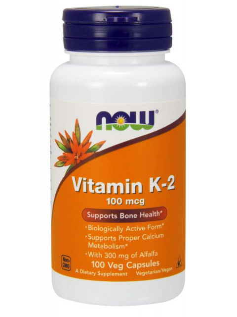 NOW Vitamin K2 jako MK-4, 100 ug, 100 rostlinných kapslí