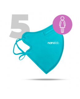 Nanolab 5 x Český bezpečný nano respirátor FFP2 dámský modrý - EXPIRACE 9/2025