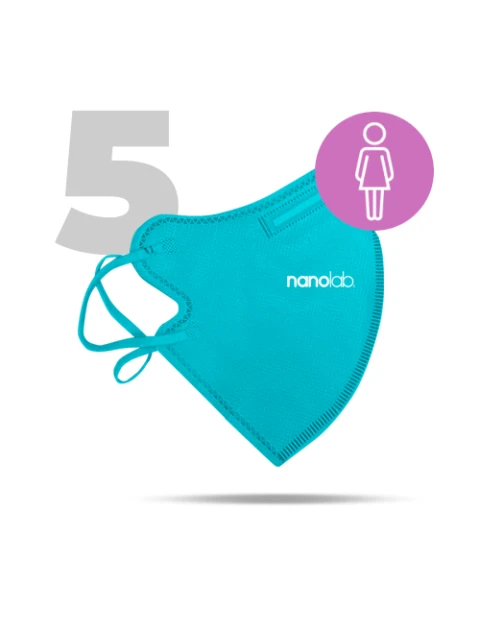 Nanolab 5 x Český bezpečný nano respirátor FFP2 dámský modrý - EXPIRACE 9/2025