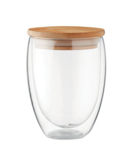ČistéDřevo Dvoustěnná sklenice s bambusovým víkem - 350 ml