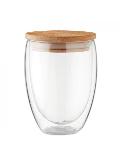 ČistéDřevo Dvoustěnná sklenice s bambusovým víkem - 350 ml