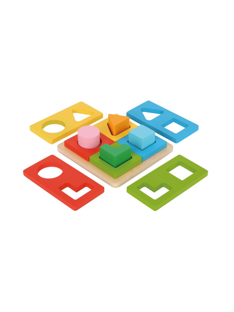 TookyToy Dřevěná skládačka s geometrickými tvary