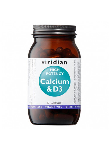 Viridian High Potency Calcium and D3 (Vápník s vitamínem D3), 90 kapslí