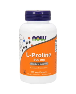 NOW L-Prolin, 500 mg, 120 rostlinných kapslí