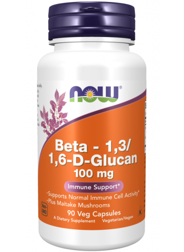 NOW Beta 1,3/1,6-D -Glucan, betaglukany, 100 mg, 90 rostlinných kapslí