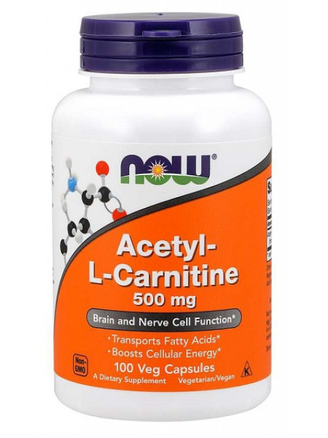 NOW Acetyl-L-Carnitine 500mg, 100 kapslí