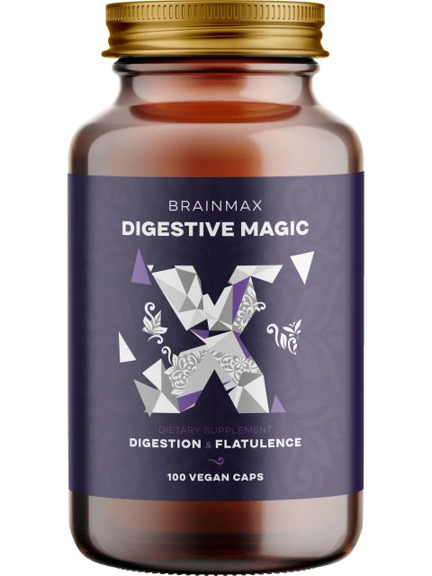 BrainMax Digestive Magic, Podpora trávení, 100 rostlinných kapslí - EXPIRACE 7/2025