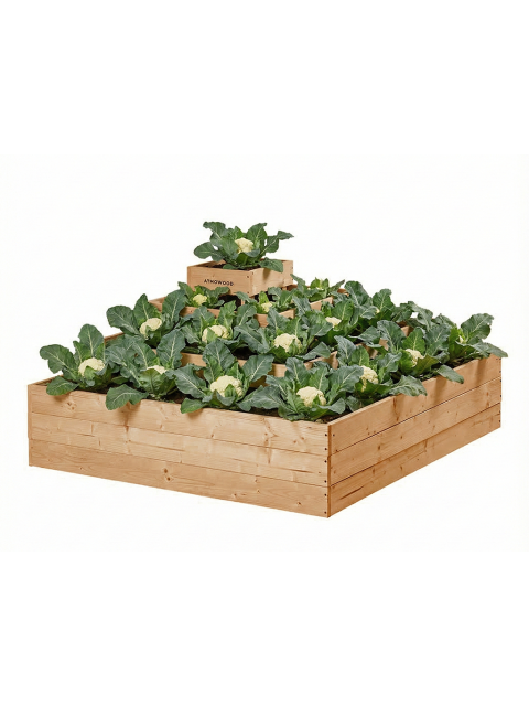 ATMOWOOD Rohový 4-patrový modřínový záhon 120 x 120 x 60 cm