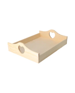 ČistéDřevo Dřevěný servírovací tác 40x30cm se srdíčkem